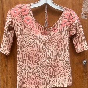 Blumarine Pink and Brown Patterned Sweater D36